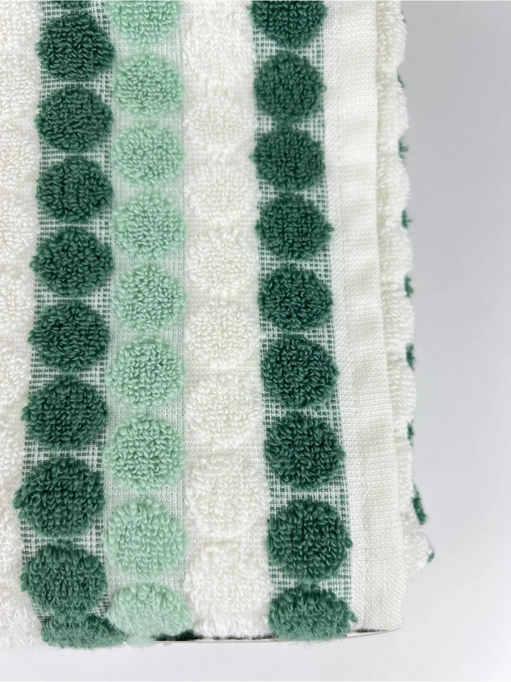 SOHO Living Bath Towels Green White Polka Dot & Stripe Soft Cotton 2 Pc NEW